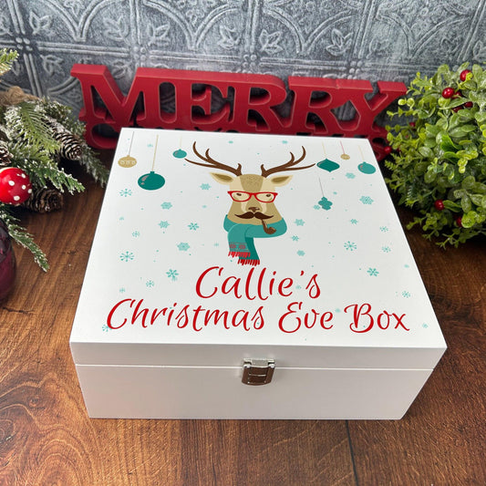 Hipster Reindeer Christmas Eve Treat Box - XMAS Deer Rudolf Personalised Gift
