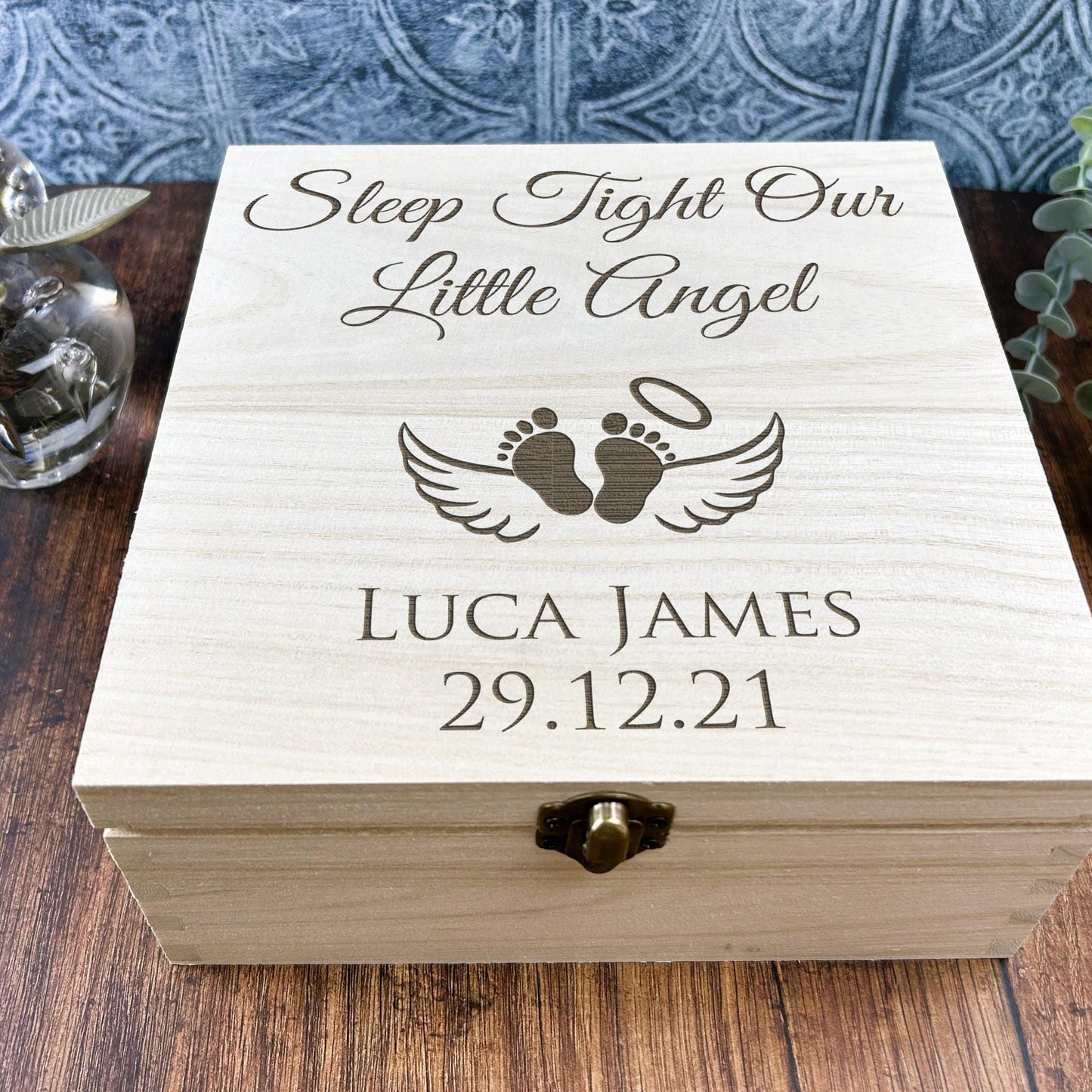 Baby Loss Miscarriage - Personalised Wooden Memory Box - Remembrance Gift
