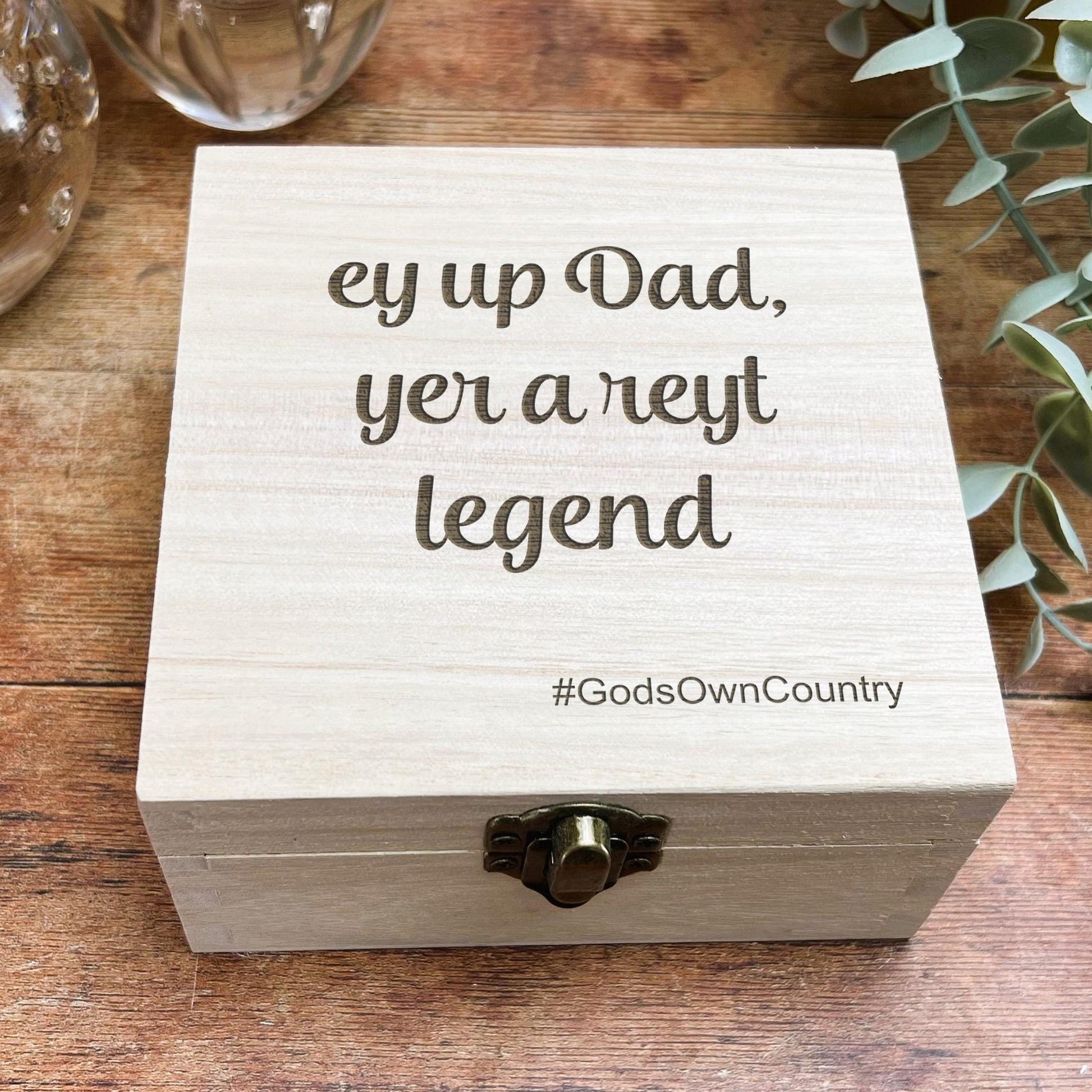 a wooden box with a message on it