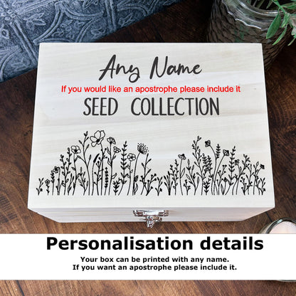 Gardening Seed Wooden Storage Box - Personalised Gardener Gift