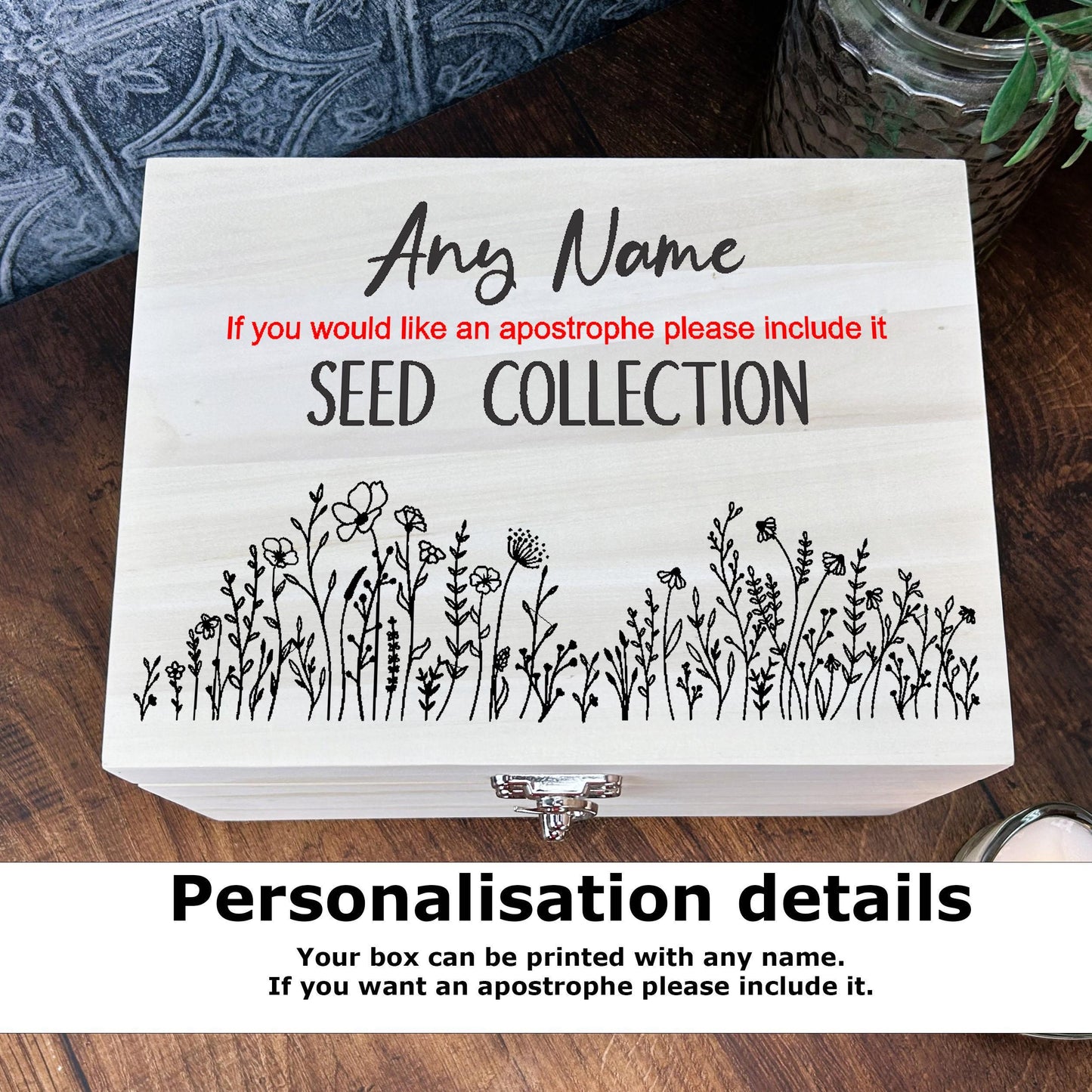 Gardening Seed Wooden Storage Box - Personalised Gardener Gift