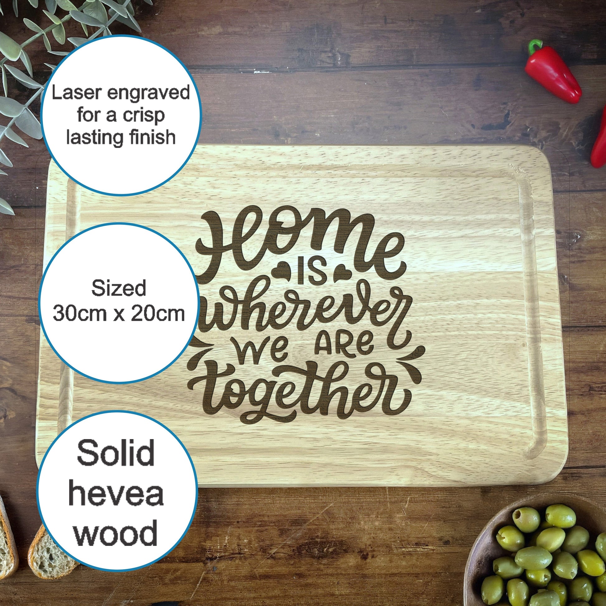 a cutting board with some words on it