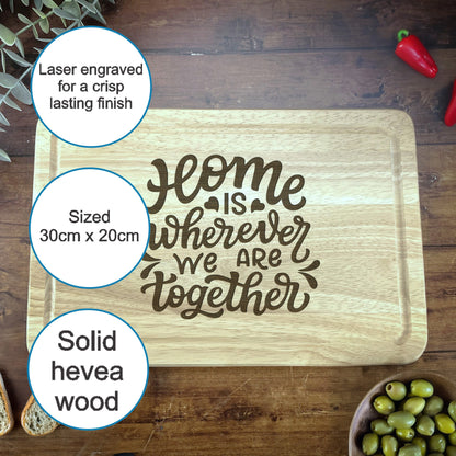 a cutting board with some words on it
