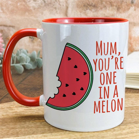 Mum You're One In A Melon Pun Funny Personalised Mother's Day Ceramic Mug