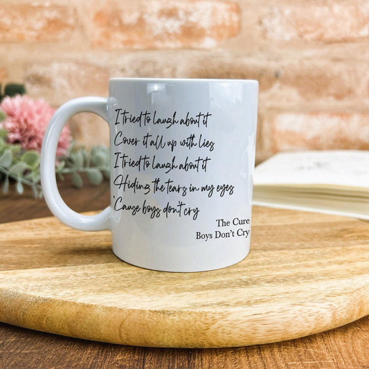The Cure Boys Don't Cry Mug Music Lyrics Personalised Ceramic Mug