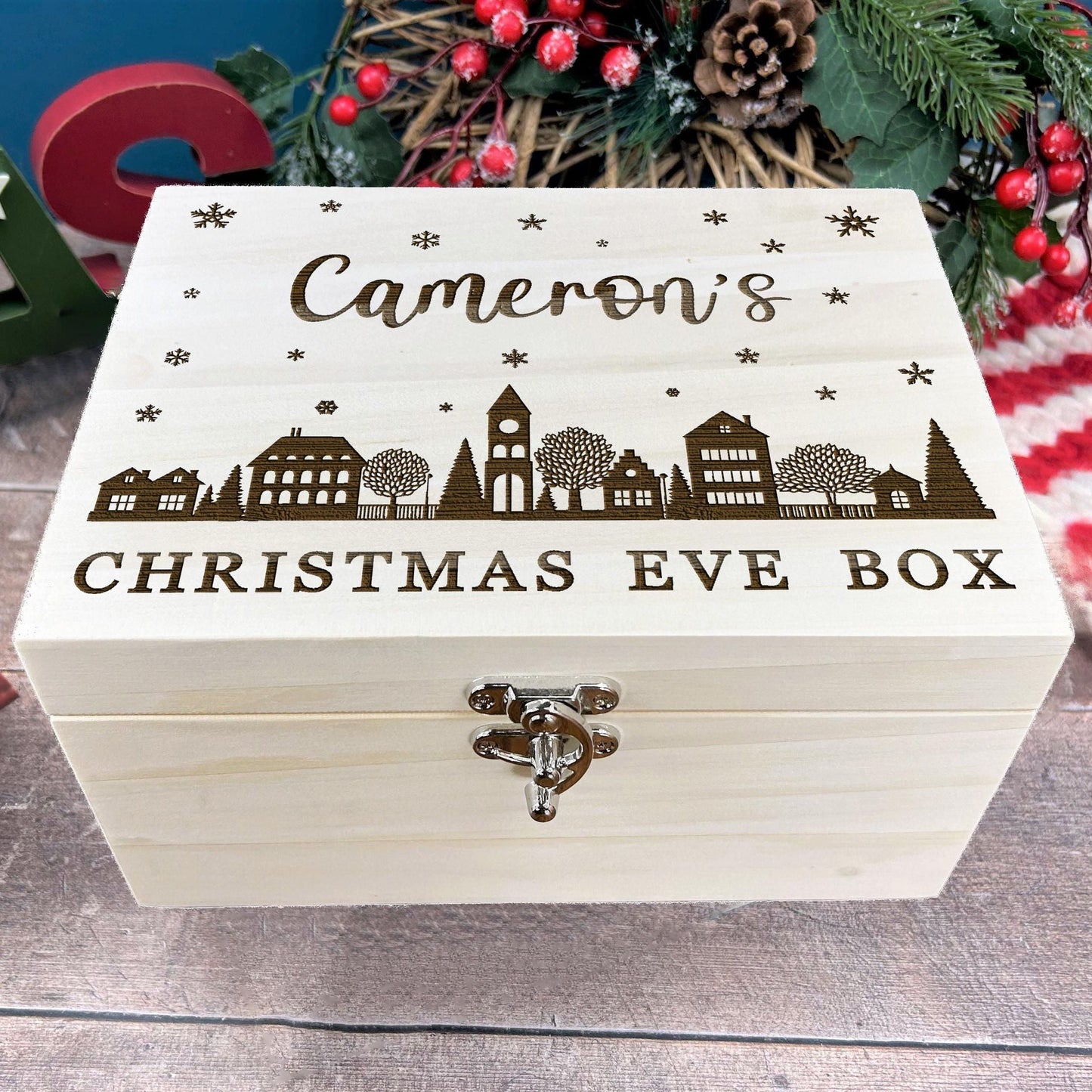 Town Silhouette Christmas Eve Box Personalised Xmas Treats Gift