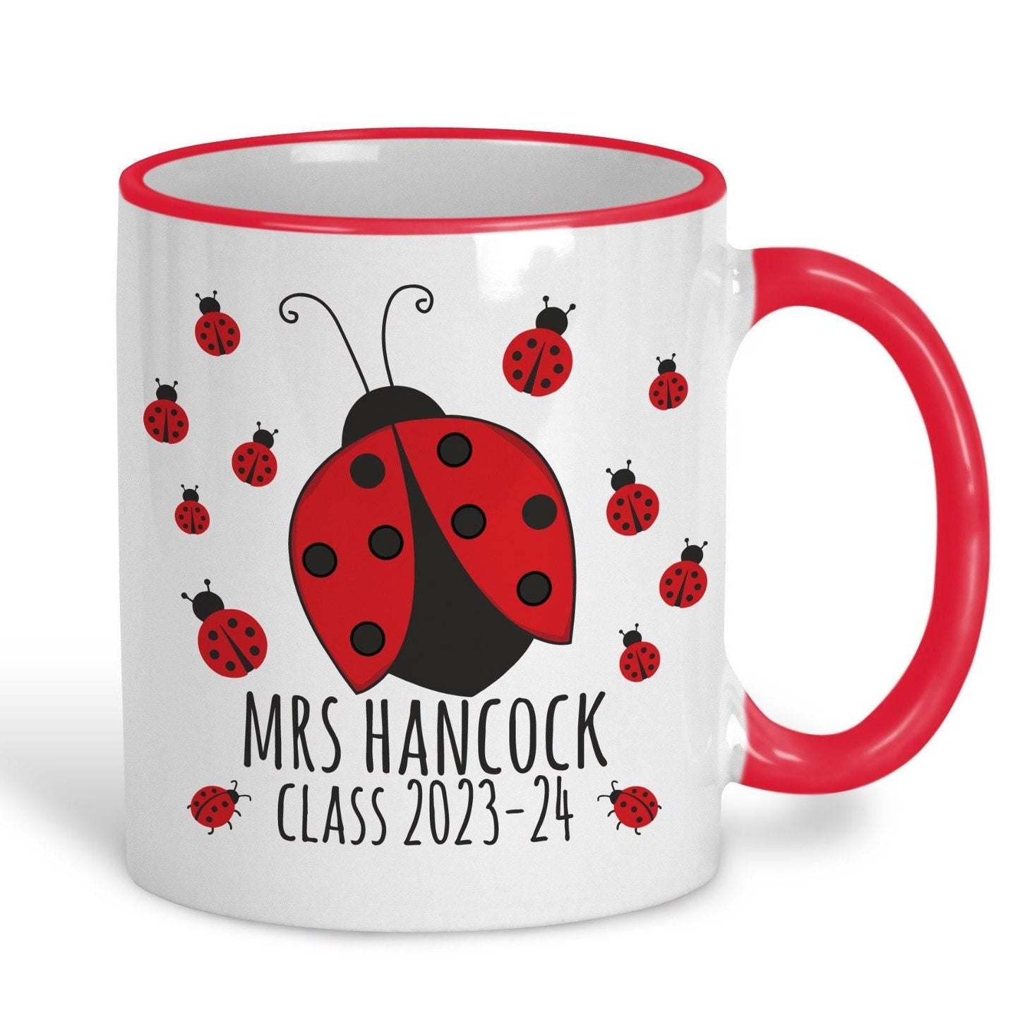 Ladybug Teacher Name Personalised Ceramic Mug
