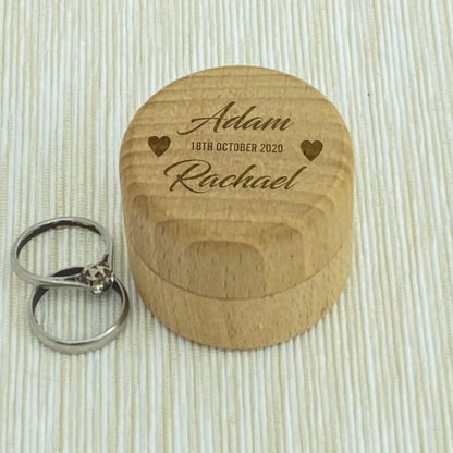 Hearts Name and Date Wedding Ring Carrier Box Personalised Engagement Gift