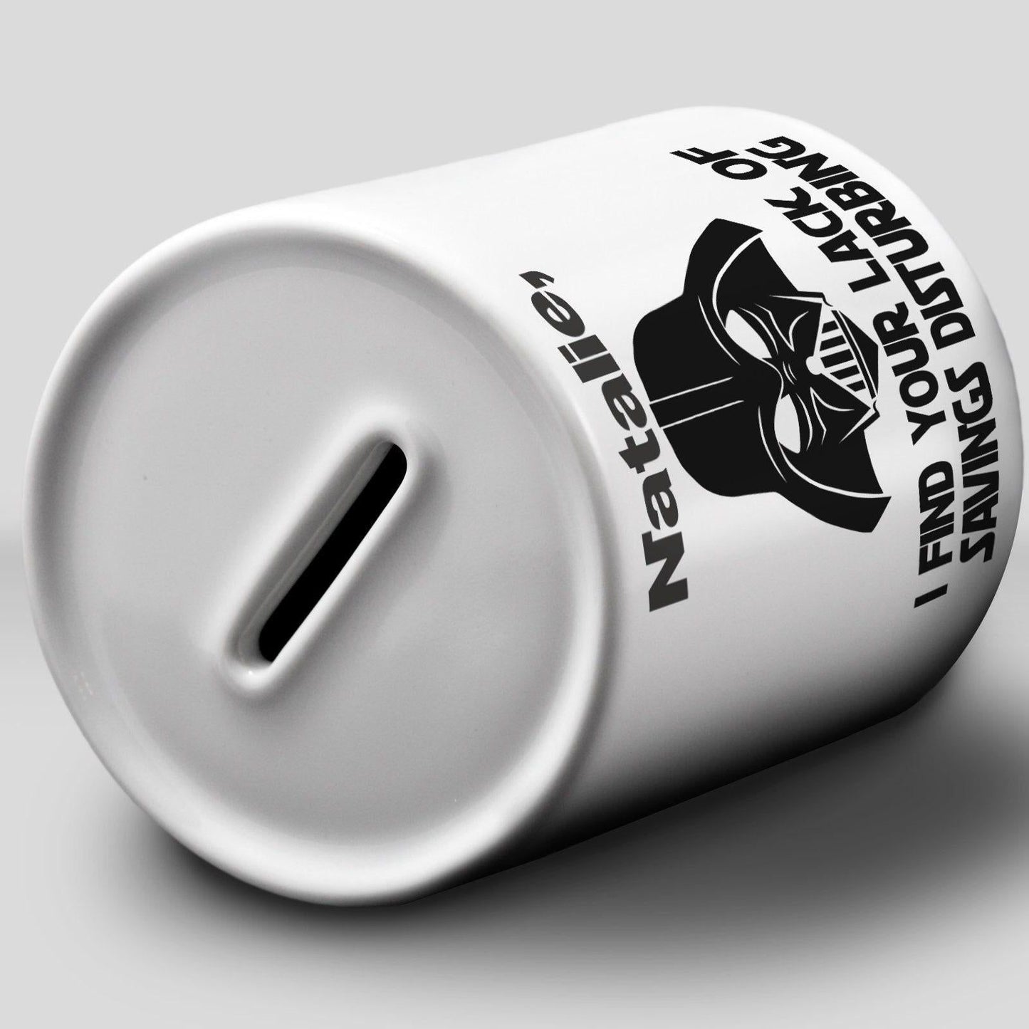 Darth Vader Personalised Ceramic Money Box - "I Find Your Lack of Savings Disturbing" - Personalised Gift