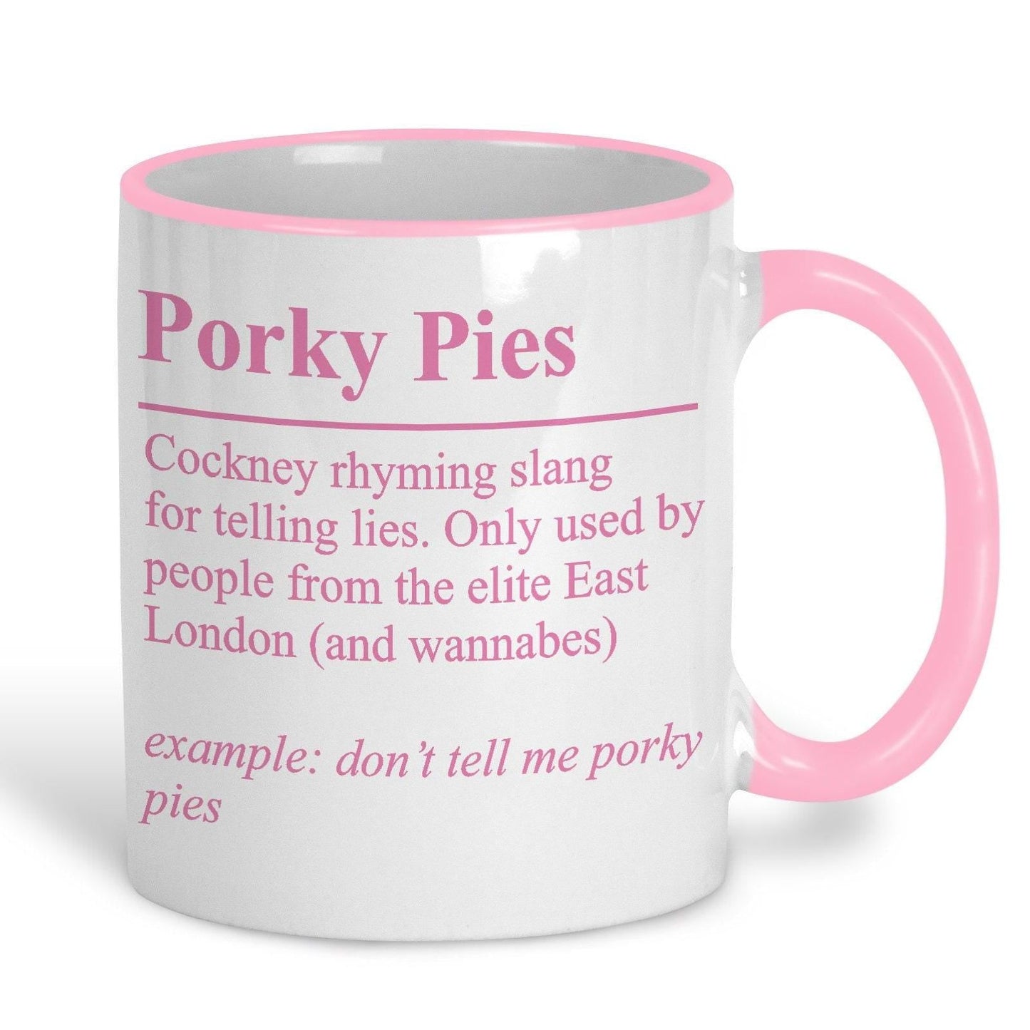 Porky Pies Definition - Cockney Rhyming Slang Dialect - Personalised Ceramic Mug