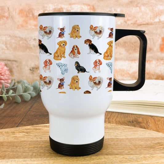 Dog Pattern Travel Mug Personalised Gift