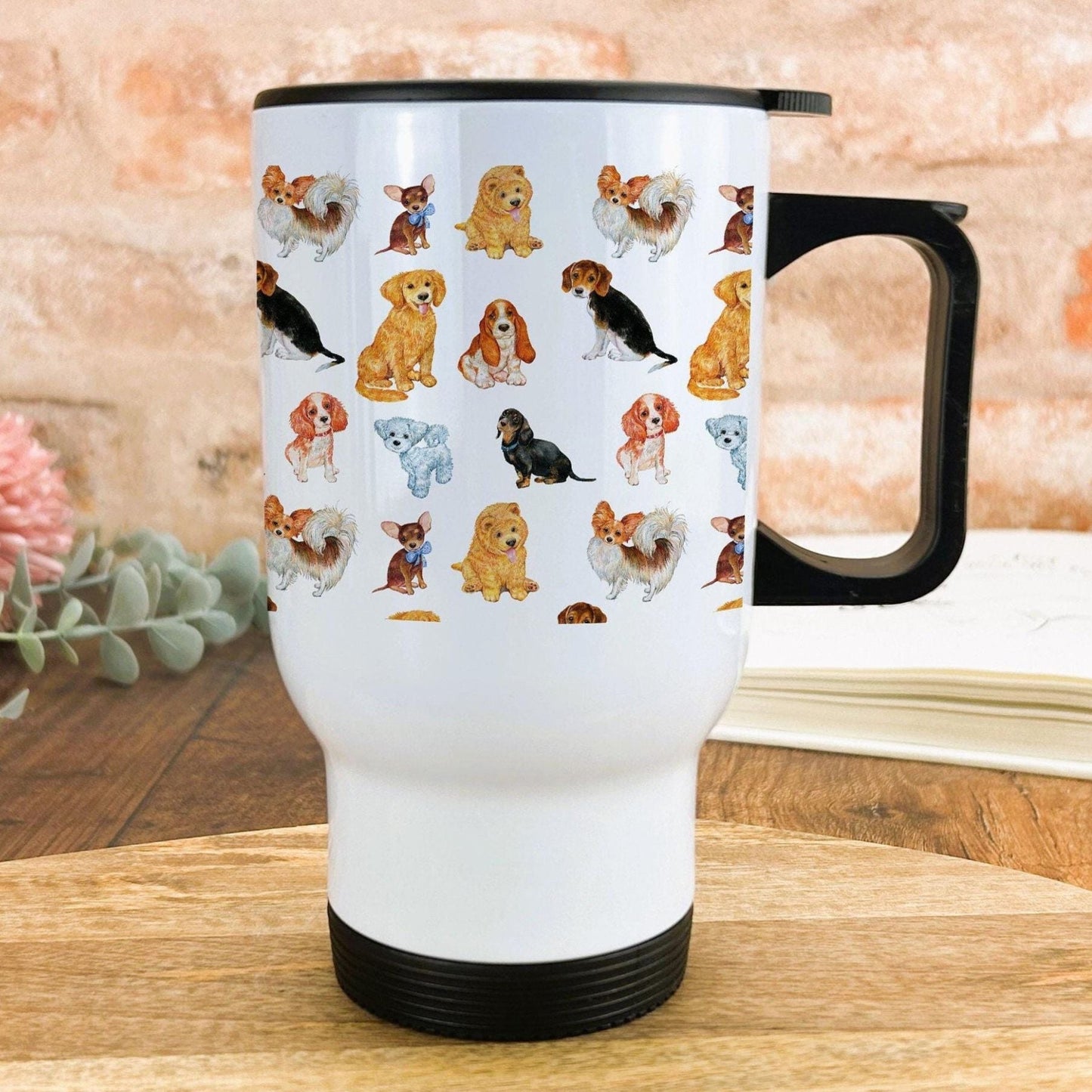 Dog Pattern Travel Mug Personalised Gift