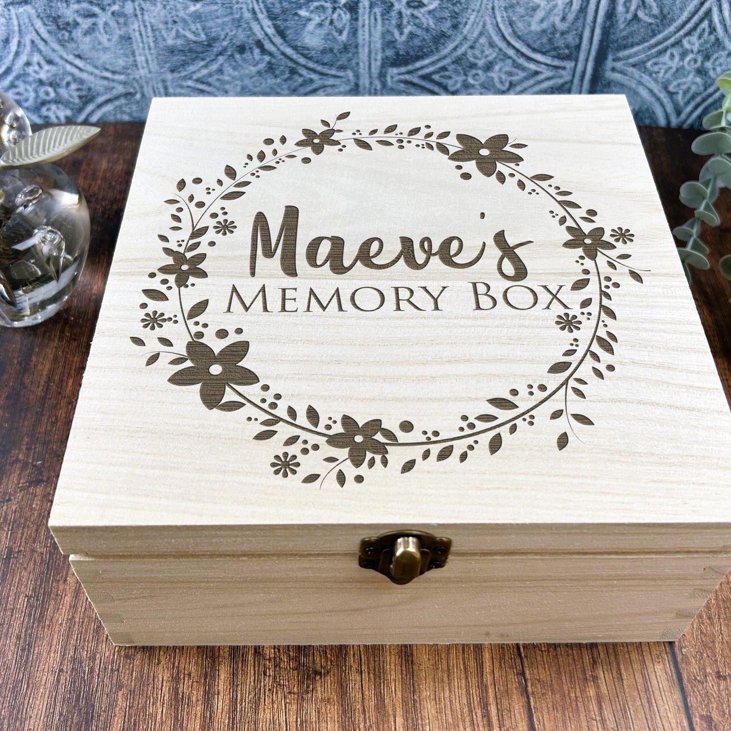 Floral Christening Wooden Memory Box Personalised Christening / New Baby Gift
