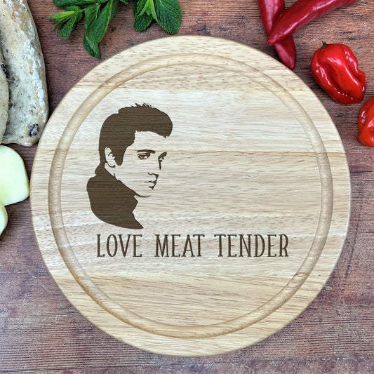 a cutting board with a picture of a man on it