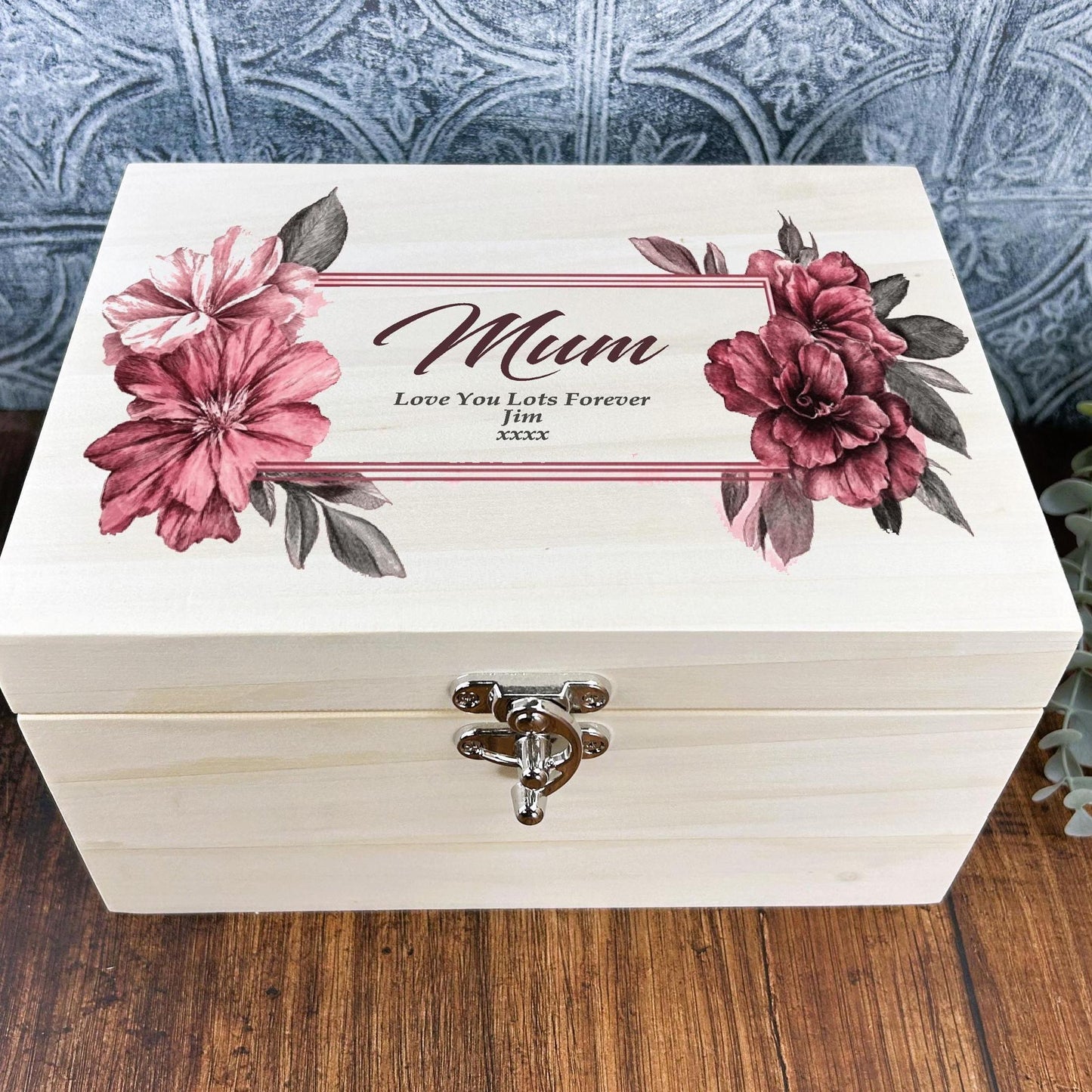 Mothers Day Floral Watercolour Illustration Personalised Luxury Memory Box