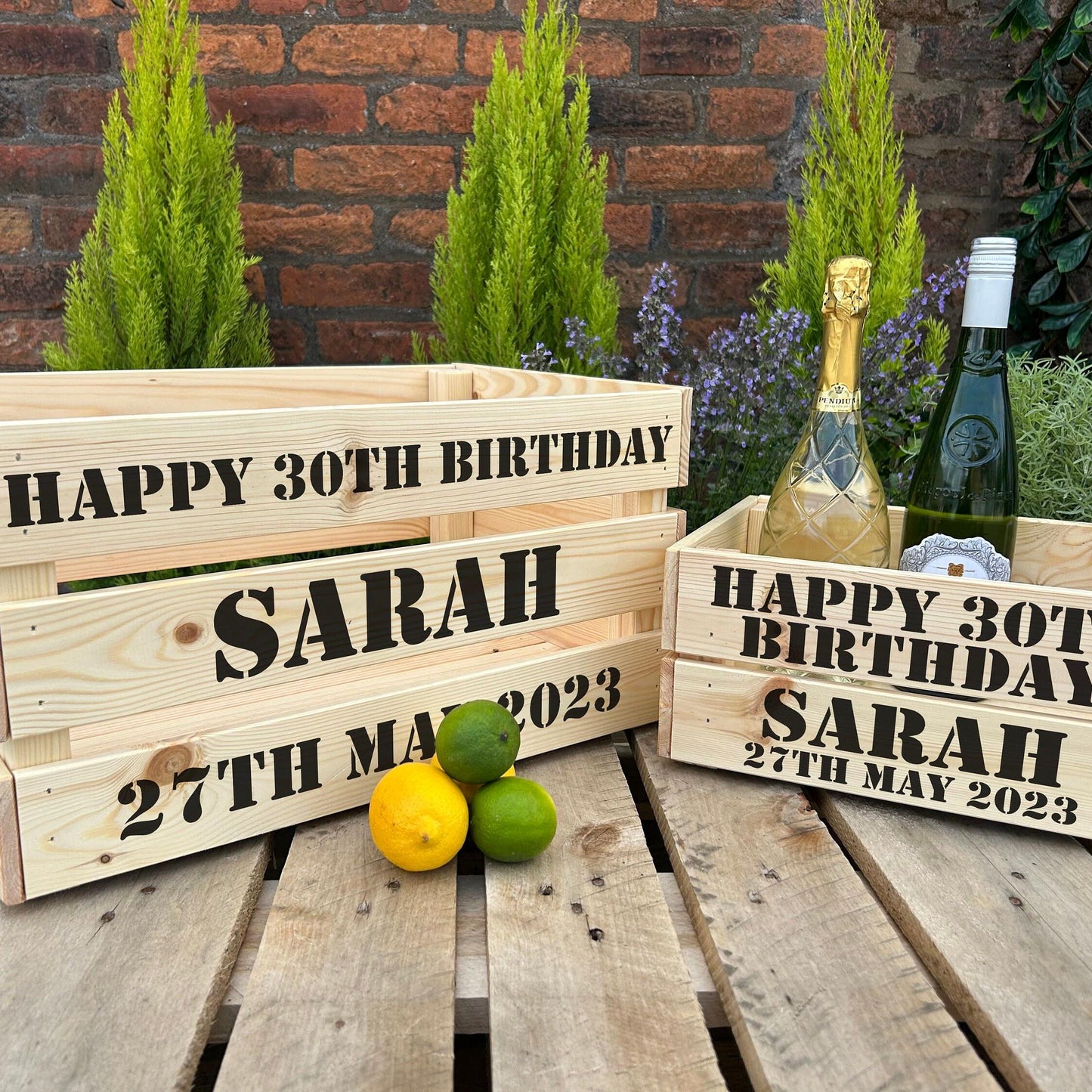 Stencil Font - Personalised Wooden Crate For Any Occasion - Hamper Gift