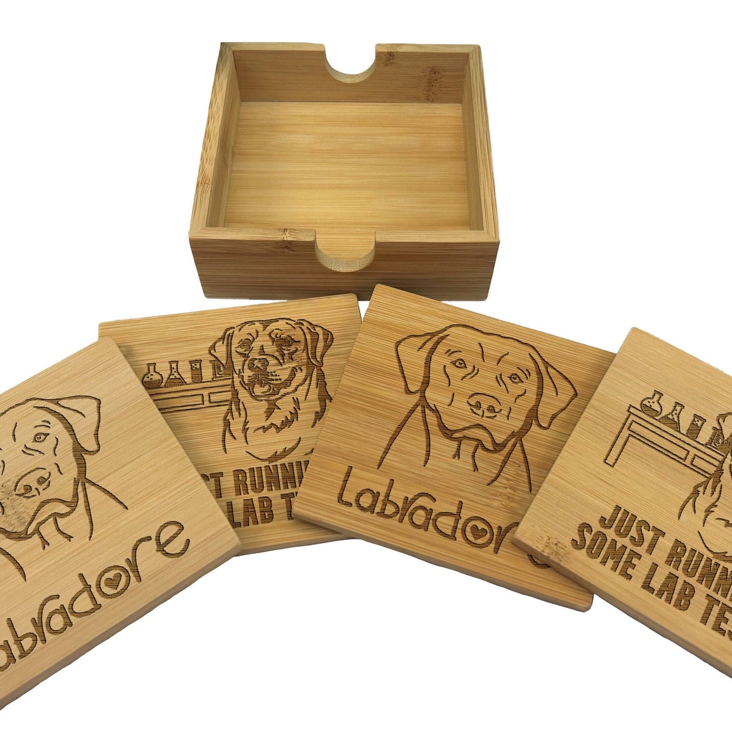 Labrador Dog Engraved Bamboo Coaster Set New Home Décor House Warming Gift Christmas Gift Birthday Present Secret Santa Dog Mom Dad