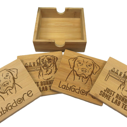 Labrador Dog Engraved Bamboo Coaster Set New Home Décor House Warming Gift Christmas Gift Birthday Present Secret Santa Dog Mom Dad