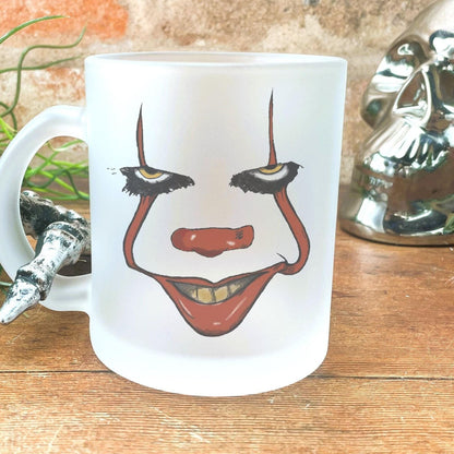 IT Movie Frosted Glass Mug - Features Pennywise the Clown - Personalised Gift