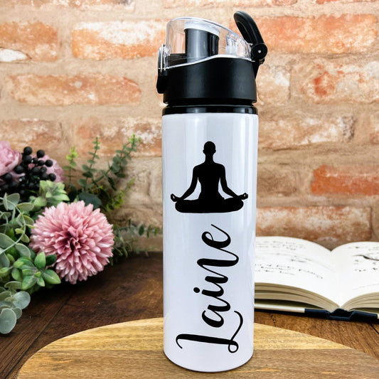 Name and Yoga Pose Exercise Training Gift Hydration Gym Fitness Flip Cap Water Bottle