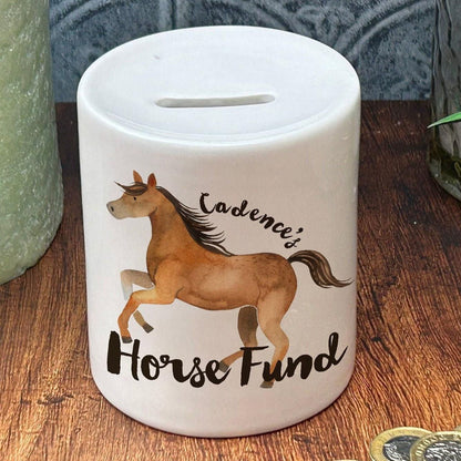 Horse Fund Horse Riding Savings - Personalised Ceramic Money Box - Birthday Gift