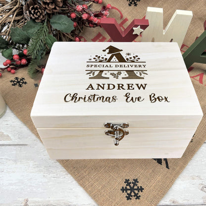 Christmas Monogram Engraved Personalised Xmas Eve Treats Box