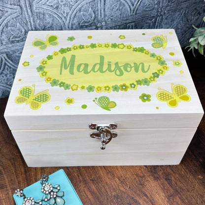 Butterfly & Flowers Personalised Colourful Memory Box