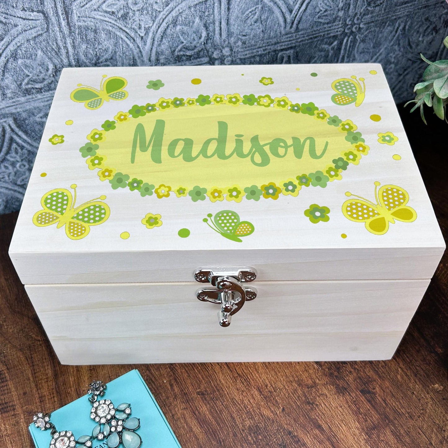 Butterfly & Flowers Personalised Colourful Memory Box