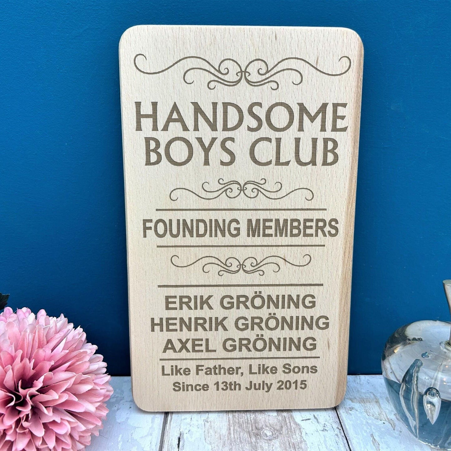 Handsome Boys Club Engraved Personalised Plaque - Father's Day Gift