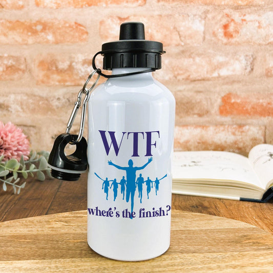 WTF Where's the finish? Runner Personalised Sport Water Bottle Gift