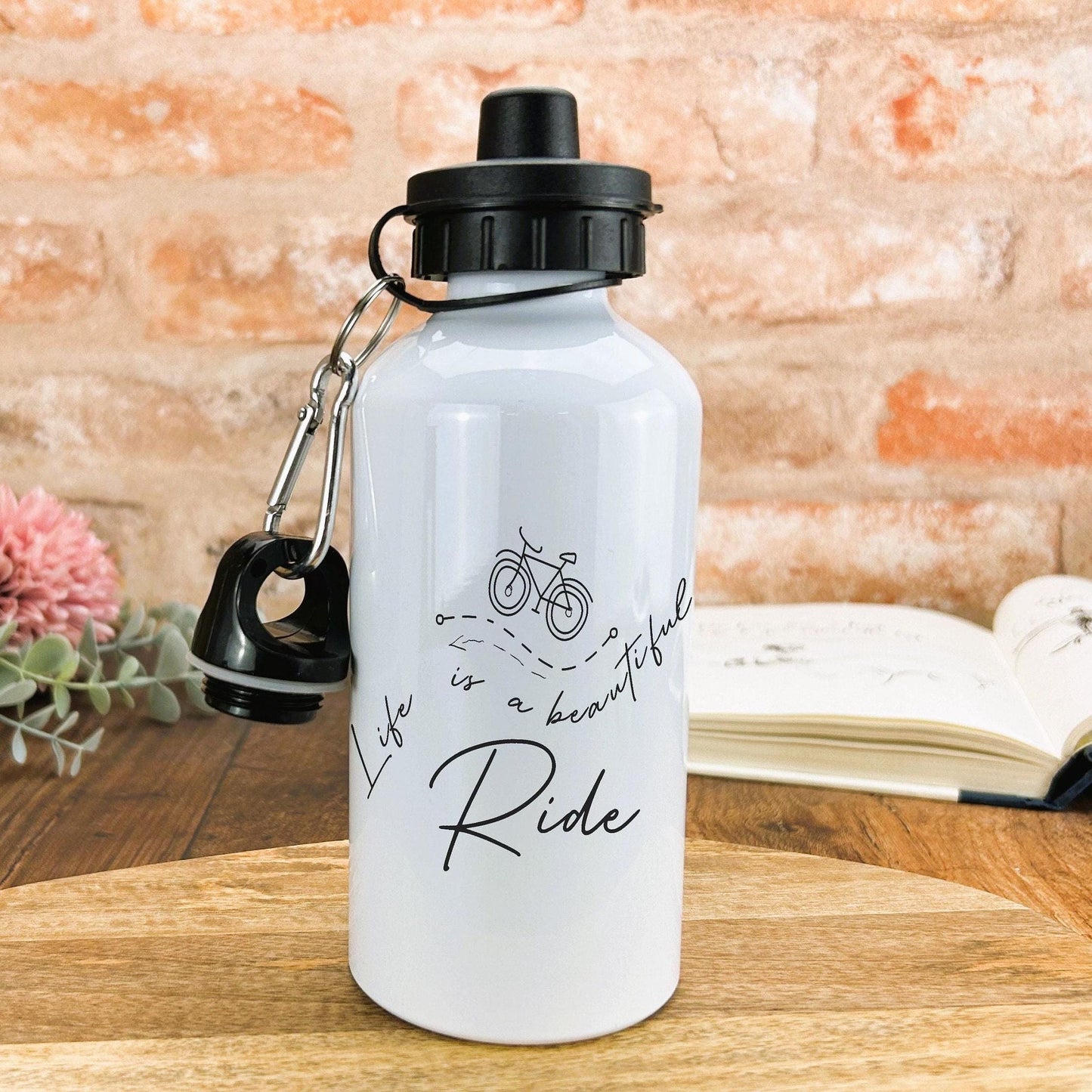 Life Is A Beautiful Ride Personalised Water Bottle Cyclist Gift