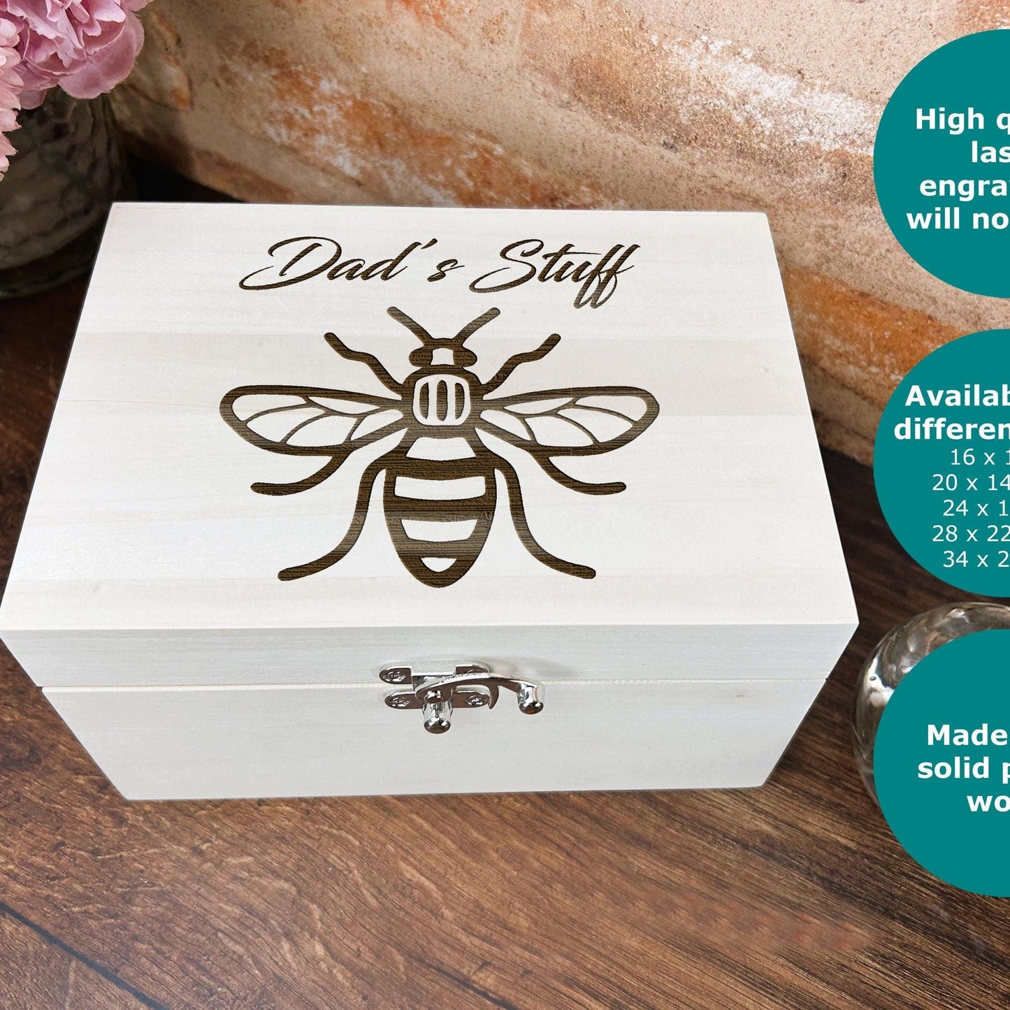 Manchester Bee - Personalised Luxury Wooden Memory Box