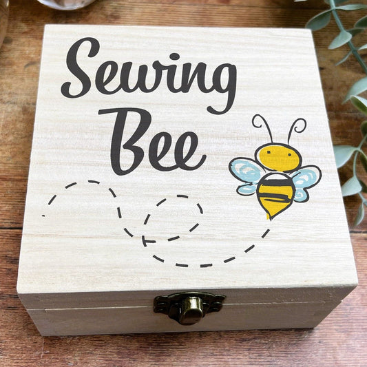 Sewing Bee Crafts Colourful Wooden Box Trinkets Tidy Sew Box Needles Thread Embroidery Cross Stitch Christmas Gift Birthday Present