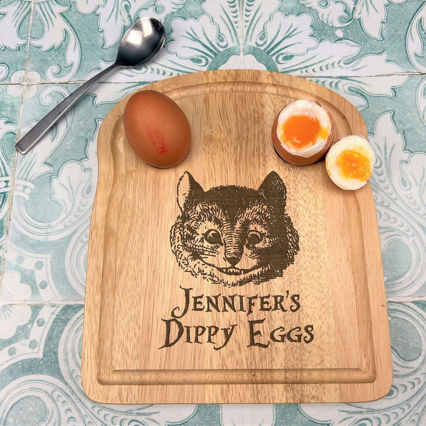 Cheshire Cat Alice in Wonderland Egg & Soldiers Breakfast Board - Personalised Gift