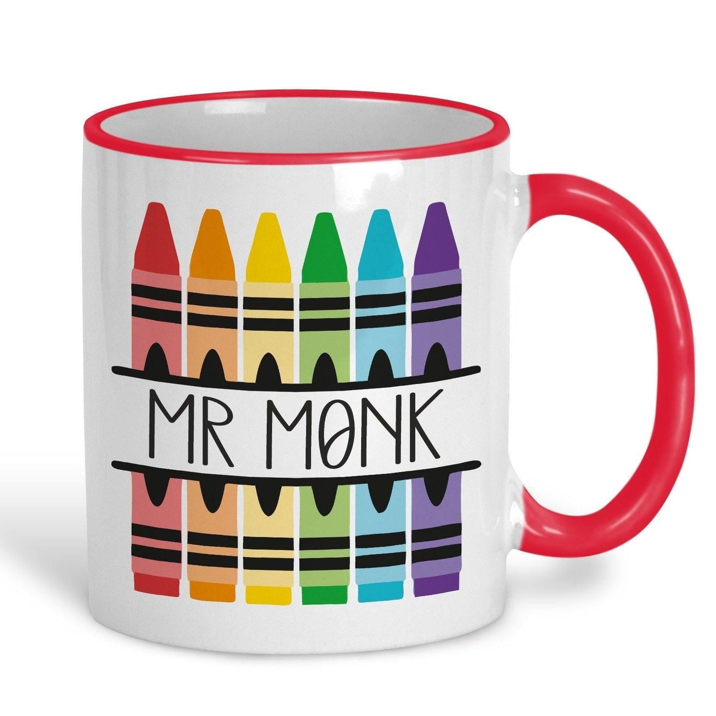 Crayons Teacher Name Personalised Message Mug | Gift | Leaving School Gift | Teachers Gift | School