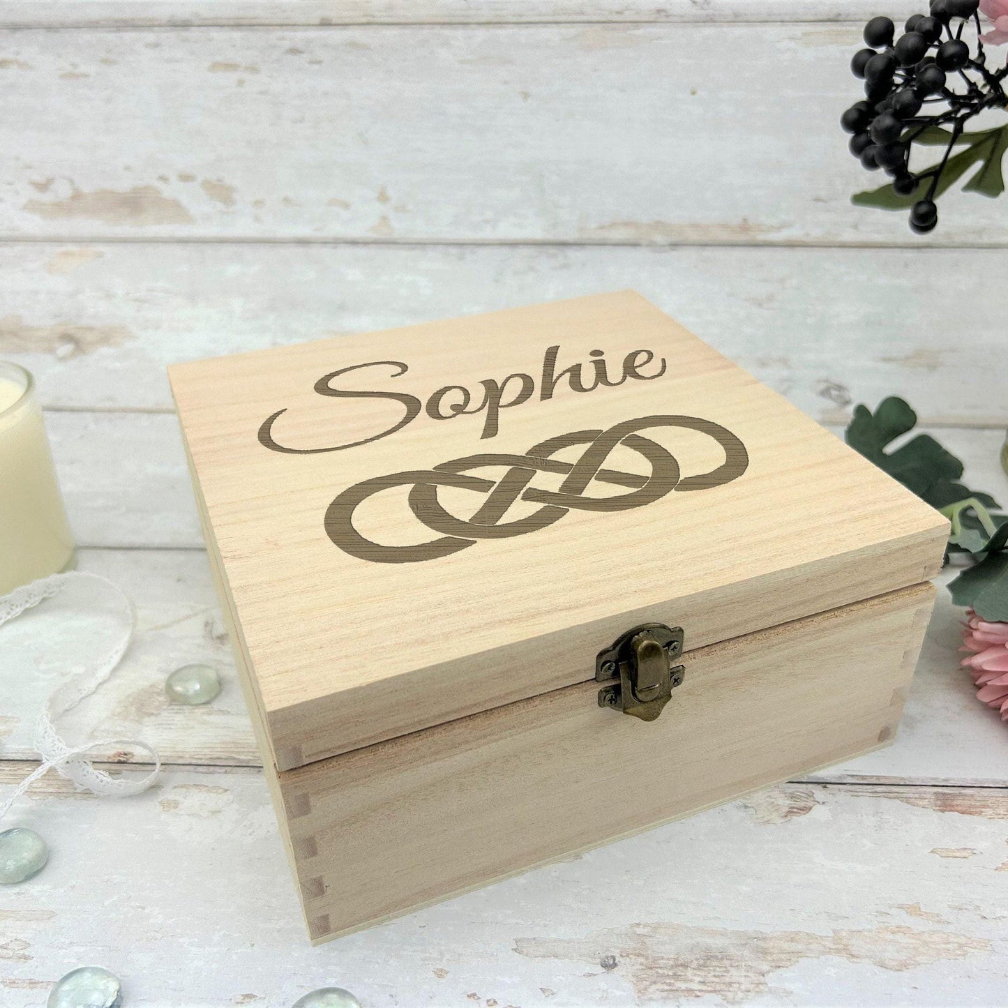 Double Infinity - Personalised Wooden Memory Keepsake Box
