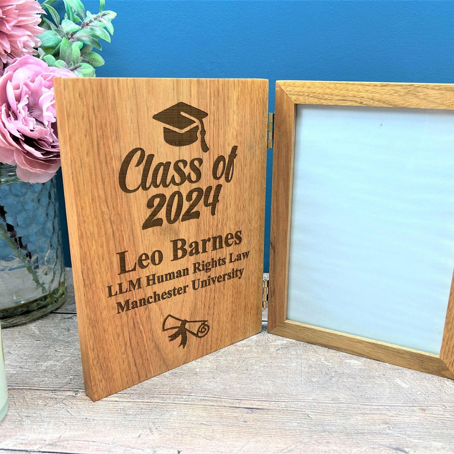 Graduation Class Of ..... Personalised Oak Photo Frame - University - School -  Collage - Leavers Gift