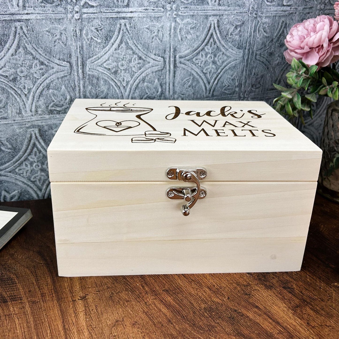 Wax Melts Wooden Storage Box - Burner Heart Design - Personalised Gift