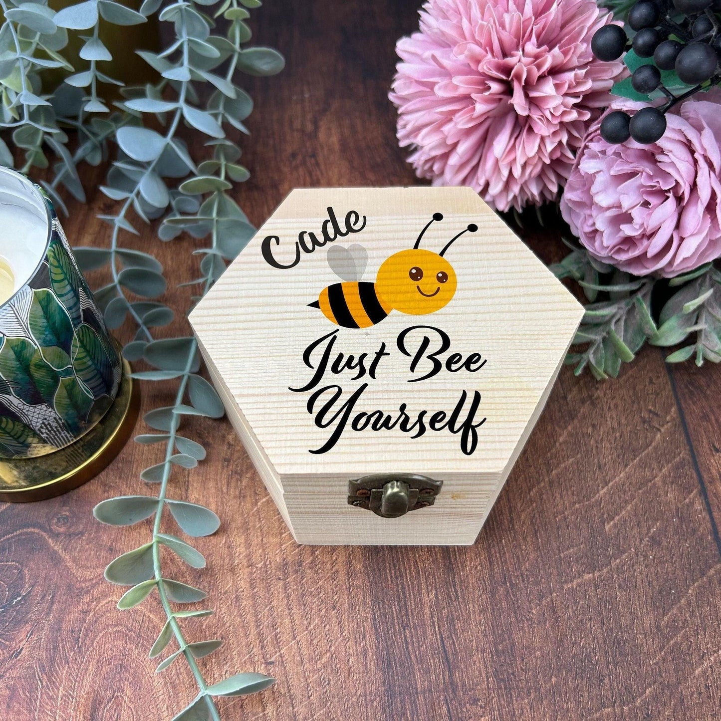 Just Bee Yourself Printed Box - Toy Storage / Memory - Wooden Personalised Gift