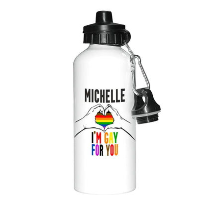 I'm Gay For You LGBTQ+ Pride Rainbow Flag Personalised Water Bottle Valentine's Day Boyfriend Girlfriend Gift Partner Love
