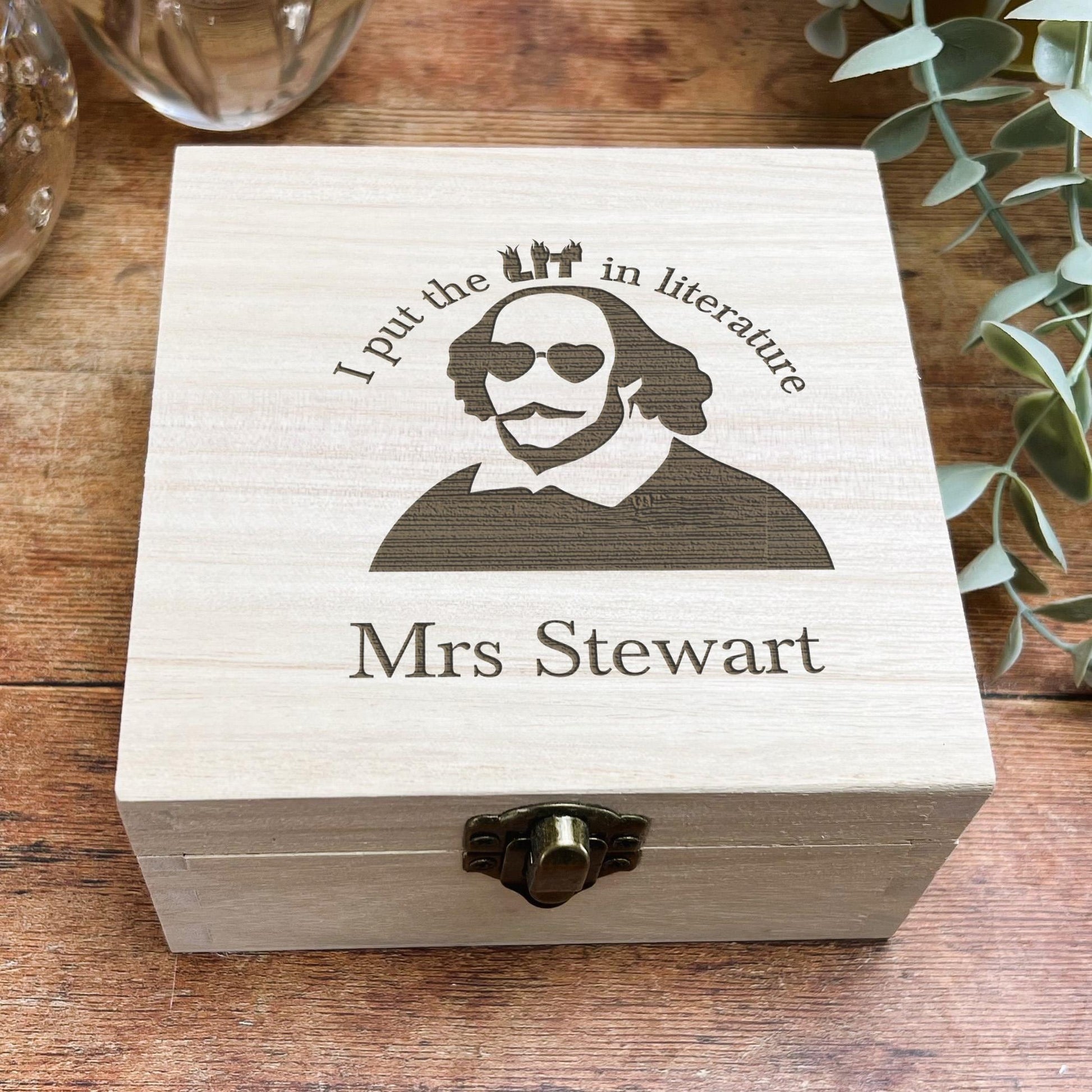 a wooden box with a picture of a man on it