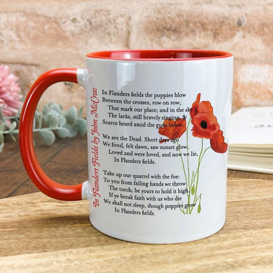 John McCrae In Flanders Fields Poppies World War 1 Poetry Quote Mug