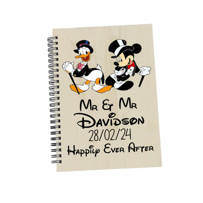 Mickey Mouse Donald Duck Mr & Mr Disney - Personalised Wedding Guest Book