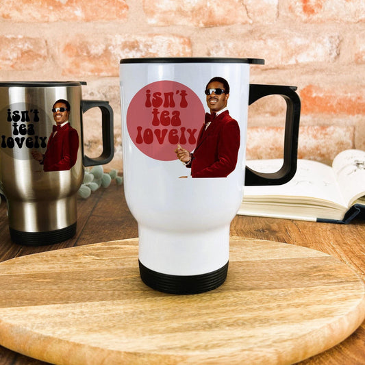 Stevie Wonder Isn't Tea Lovely Pun Music Lyrics Travel Mug Personalised Gift