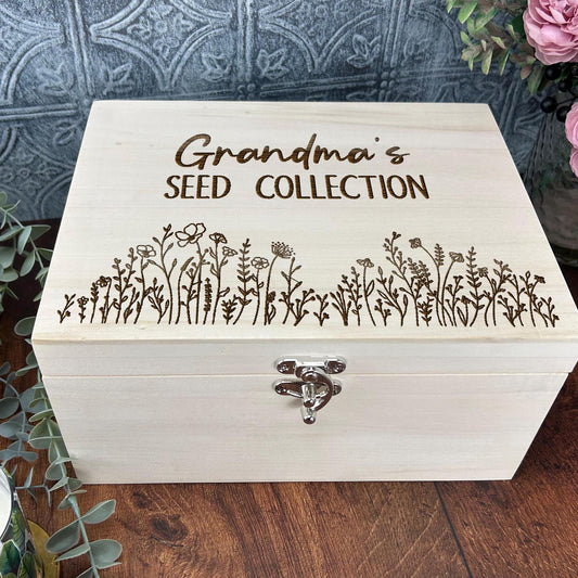 Gardening Seed Wooden Storage Box - Personalised Gardener Gift