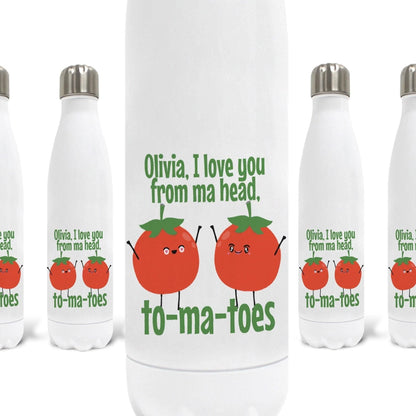 Love You Tomato Personalised Water Bottle Valentine's Day Boyfriend Girlfriend Gift Partner Love