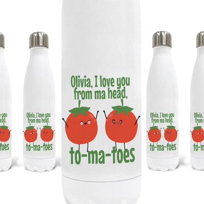 Love You Tomato Personalised Water Bottle Valentine's Day Boyfriend Girlfriend Gift Partner Love