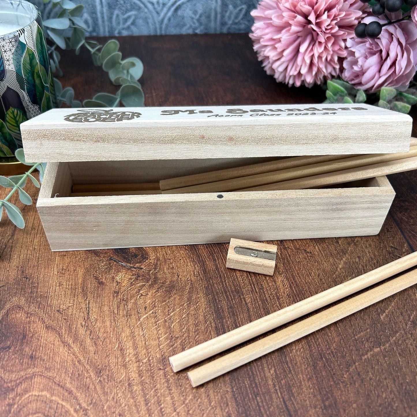 Best Teacher Ever - Engraved Pencil Case Box - Personalised End of School Term Gift