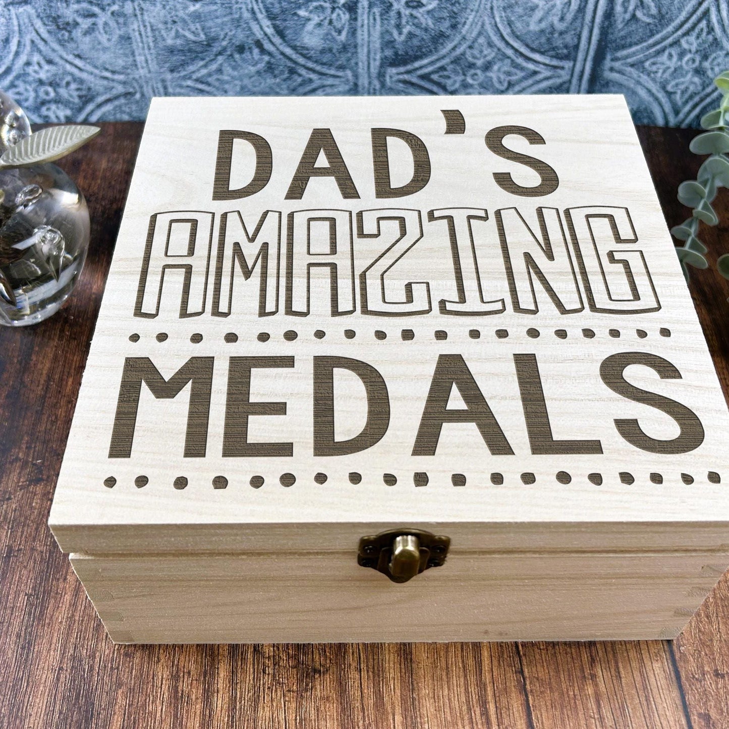 Medal Storage Wooden Box Personalised Sports Person Gift