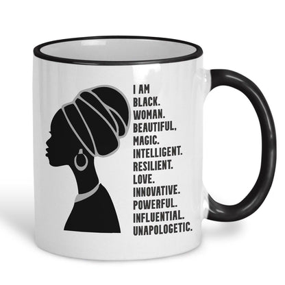 I Am Black Woman Beautiful Afro Hair Personalised Mug
